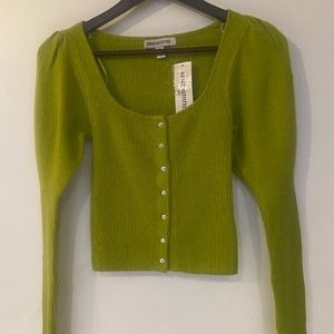 Urban Outfitters Women's Ashely Puff Sleeve Cardigan Sweater